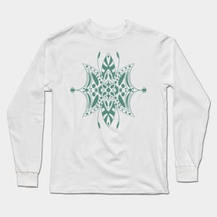 Sage green symmetrical flower pattern Long Sleeve T-Shirt